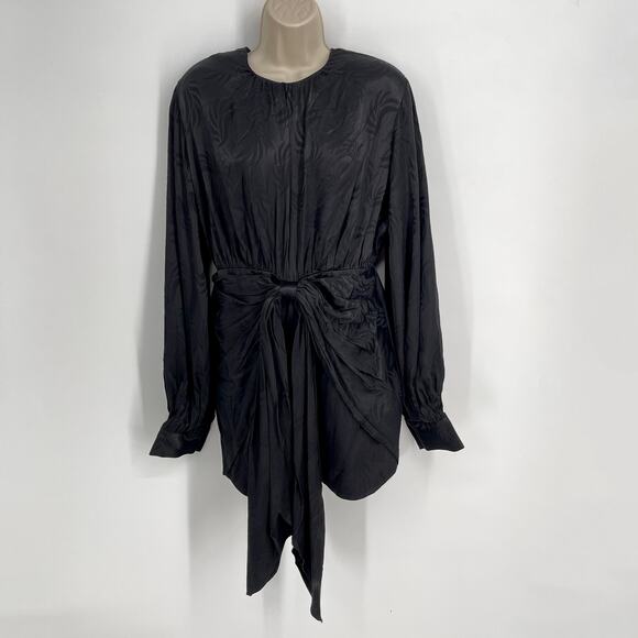 Significant Other Lila Black Dress NEW Womens Sz 6 Long Sleeve Open Back Sash - Picture 1 of 13